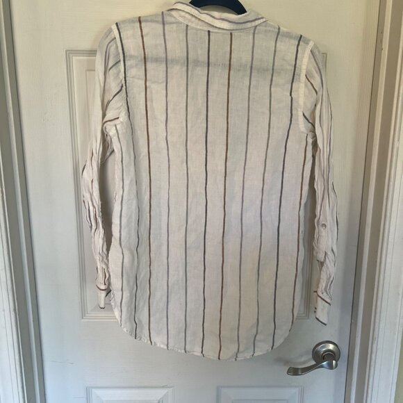 Artisan NY 100% Linen Vertical Stripe Long Sleeve Tunic Size Medium - Picture 5 of 7